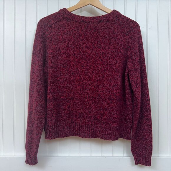 H&M Divided Red Black Marled Knit Sweater Pullover Women's Crew Neck Crop Top S - Picture 3 of 7
